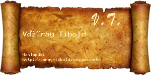 Váray Tibold névjegykártya
